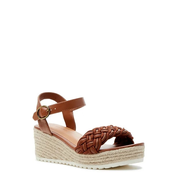 Time and Tru Women's Braided Wedge Sandals (Wide Width Available) - Walmart.com | Walmart (US)