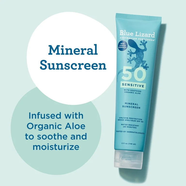 Blue Lizard Australian Sunscreen Sensitive SPF 50 Lotion, 5 oz Tube | Walmart (US)