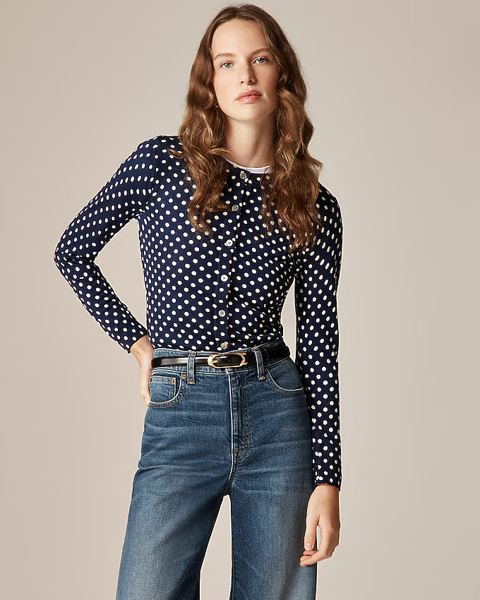 Carolyn cardigan in polka-dot merino wool | J. Crew US