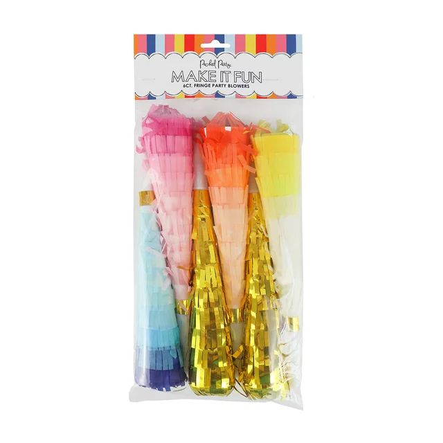 Packed Party "It's a Blowout" Multicolor Fringe Party Blowers, 6 CT - Walmart.com | Walmart (US)