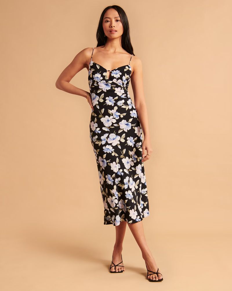 Women's Keyhole Slip Midi Dress | Women's Best Dressed Guest Collection | Abercrombie.com | Abercrombie & Fitch (US)