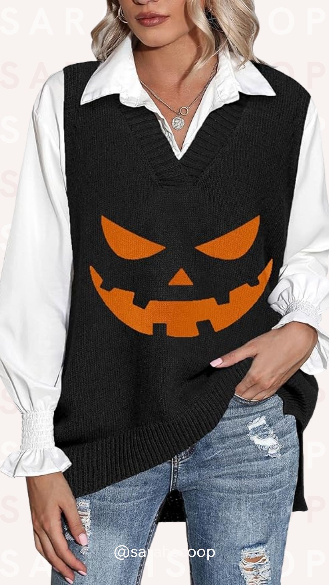 How cute is a sweater vest for Halloween? 

#LTKHalloween #LTKSeasonal #LTKStyleTip
