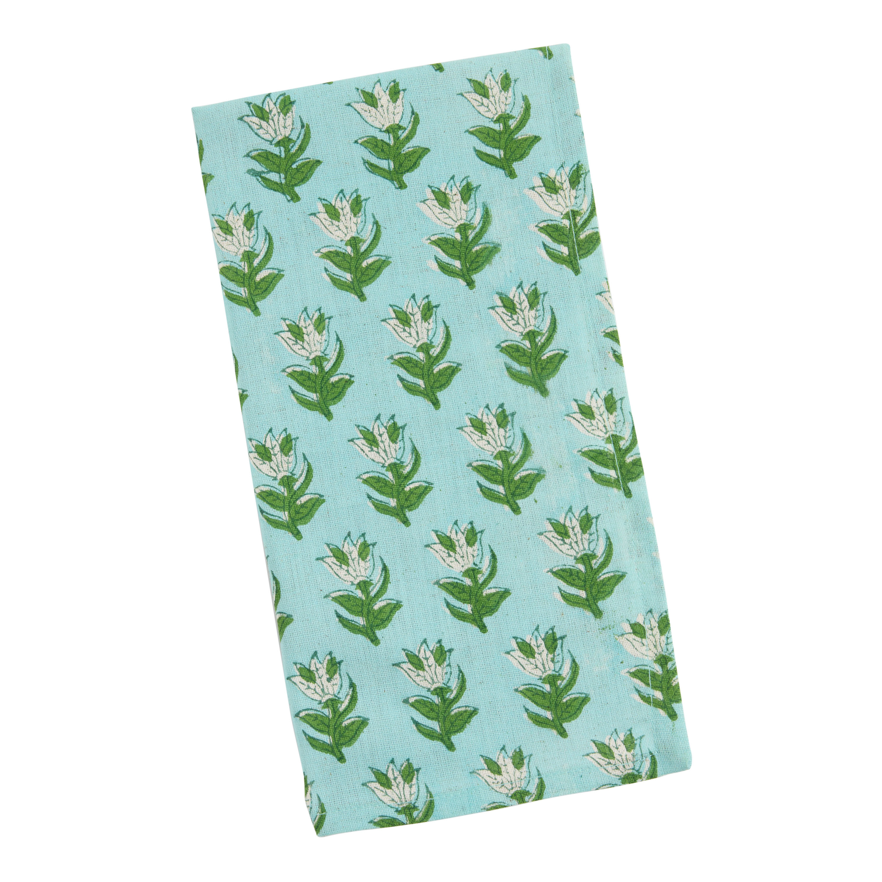 Blue and Green Floral Block Print Napkin | World Market