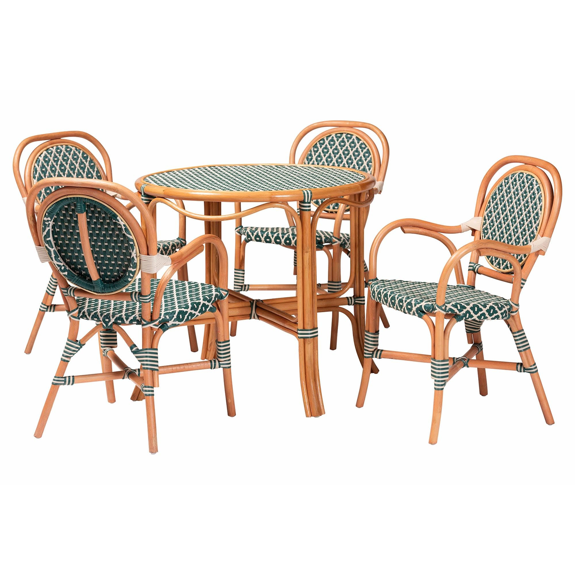 Bali & pari Mattie Natural Rattan Bistro Dining Set - 5-Piece Cafe-Style Set with Round Table and... | Amazon (US)