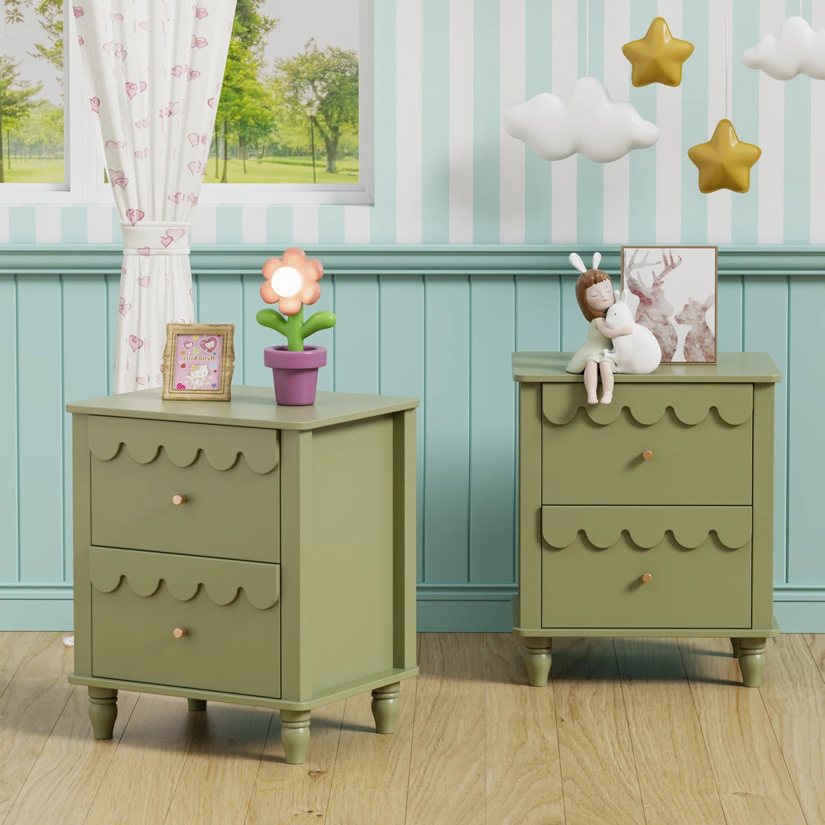 Dorlan 19.7“W Cute Cloud shape Nightstand (Set of 2) | Wayfair North America