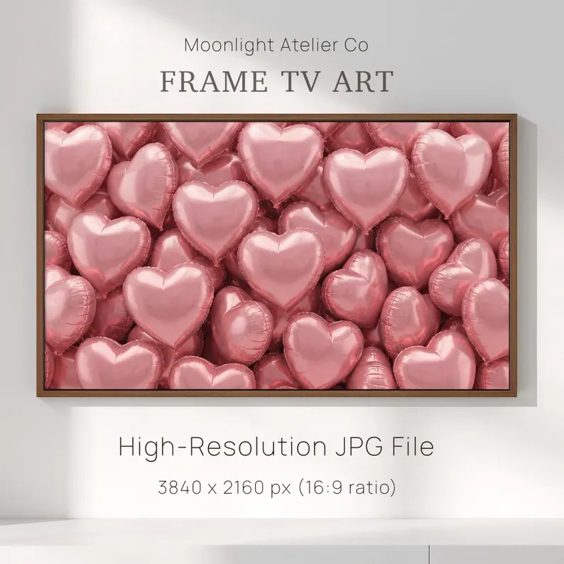Pink Heart Balloons Frame TV Art, Romantic Valentine's Day Screensaver (digital Download) - Etsy | Etsy (US)