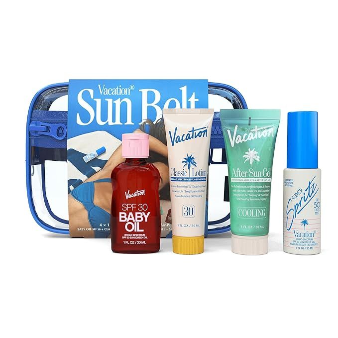 Vacation Sun Belt Sampler Bag, Includes Mini Baby Oil SPF 30 (1 fl oz), Super Spritz SPF 50 Face ... | Amazon (US)