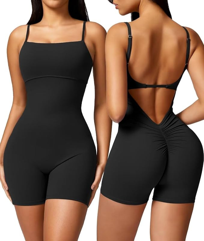 Vertvie One Piece Jumpsuits for Women Sleeveless Backless Tummy Control Workout Jumpsuit Shorts V... | Amazon (US)