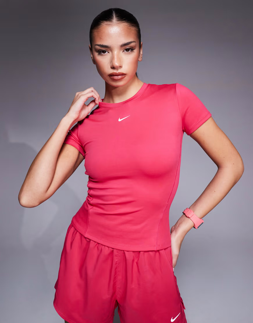 Nike One Training fitted t-shirt in pink | ASOS (Global)