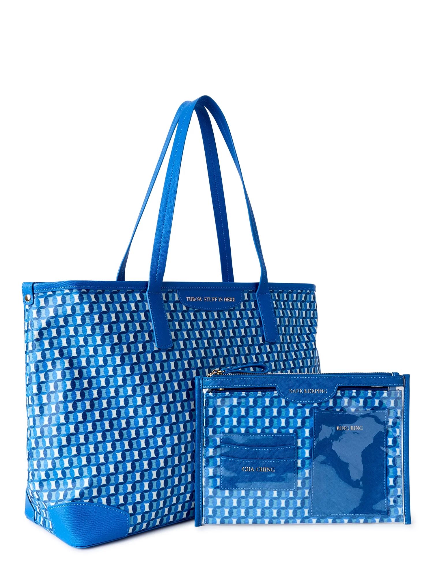 Time and Tru Women’s Sustainable Signature Tote and Pouch Set, 2-Piece | Walmart (US)