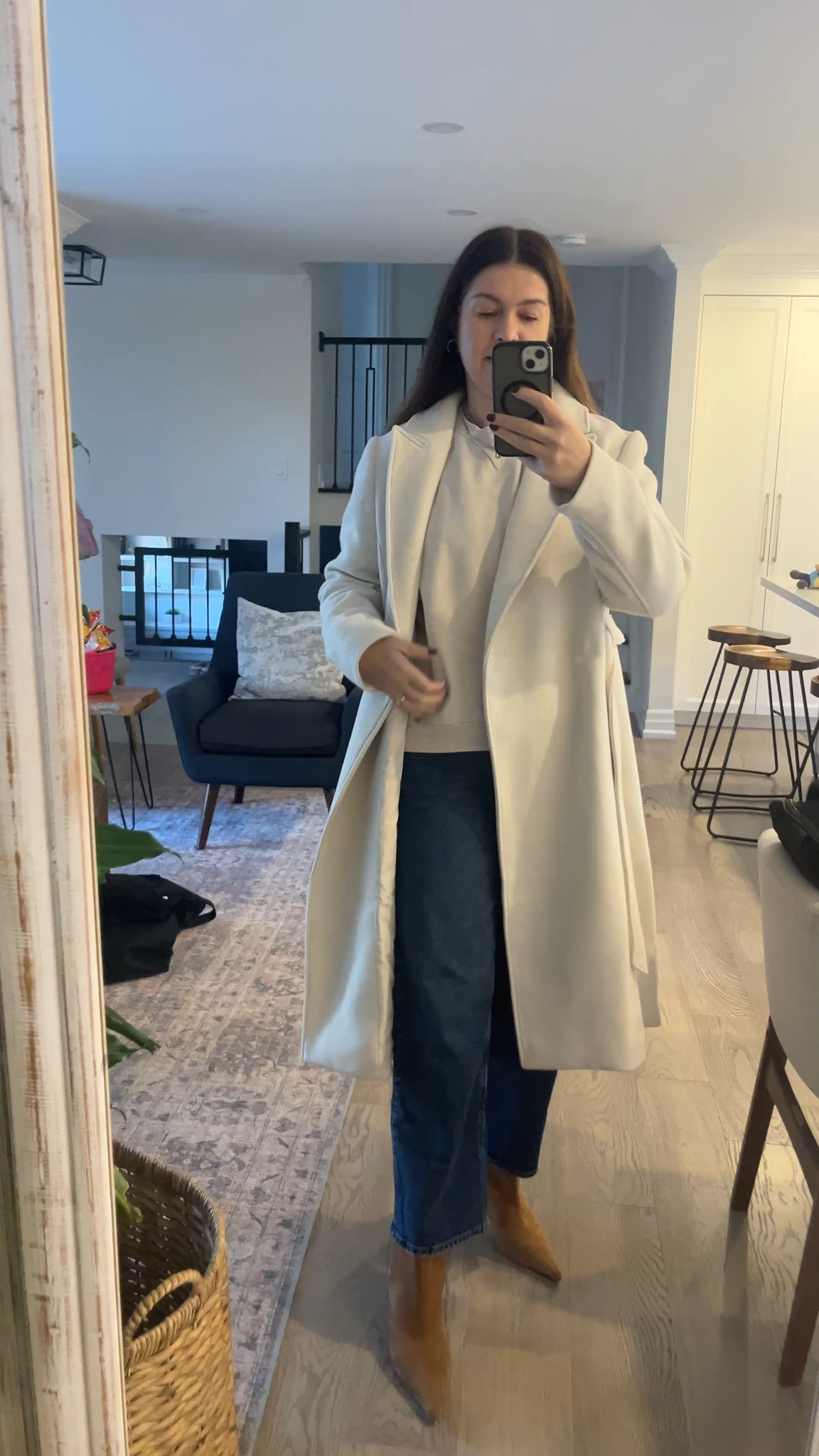 I absolutely love whites and beiges for winter. So chic and amazing option besides browns and blacks too. My sweatshirt is size Medium and pants size 6. 

#LTKholiday #LTKwinter #LTKjeans