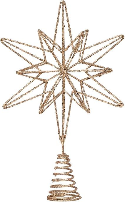 Metal and Mica Star Tree Topper, Champagne Finish | Amazon (US)