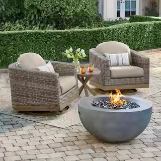 Grove Park 36 in. x 18 in. Round Concrete Propane Gas Fire Pit | The Home Depot