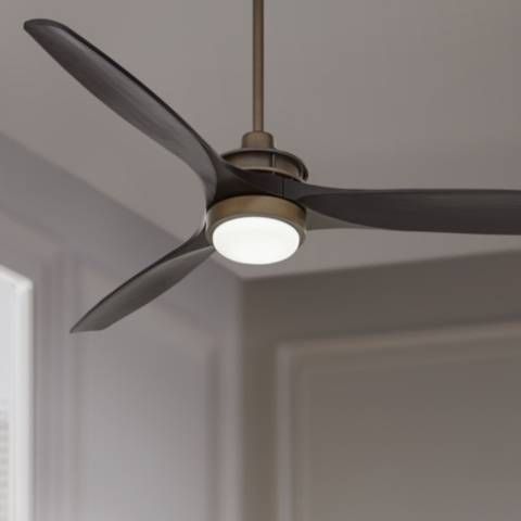 52" Windspun Oil Rubbed Bronze Matte Black LED Ceiling Fan with Remote - #043A1 | Lamps Plus | Lamps Plus