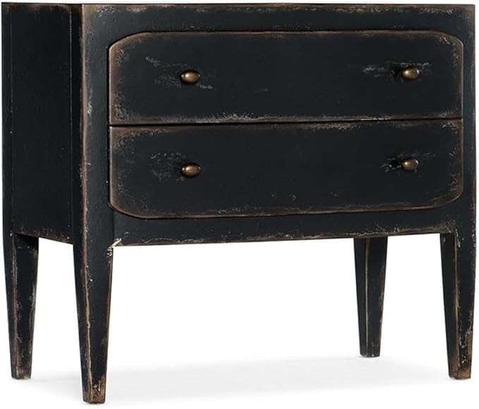 Hooker Furniture Ciao Bella Two-Drawer Wood Nightstand in Distressed Black | Amazon (US)