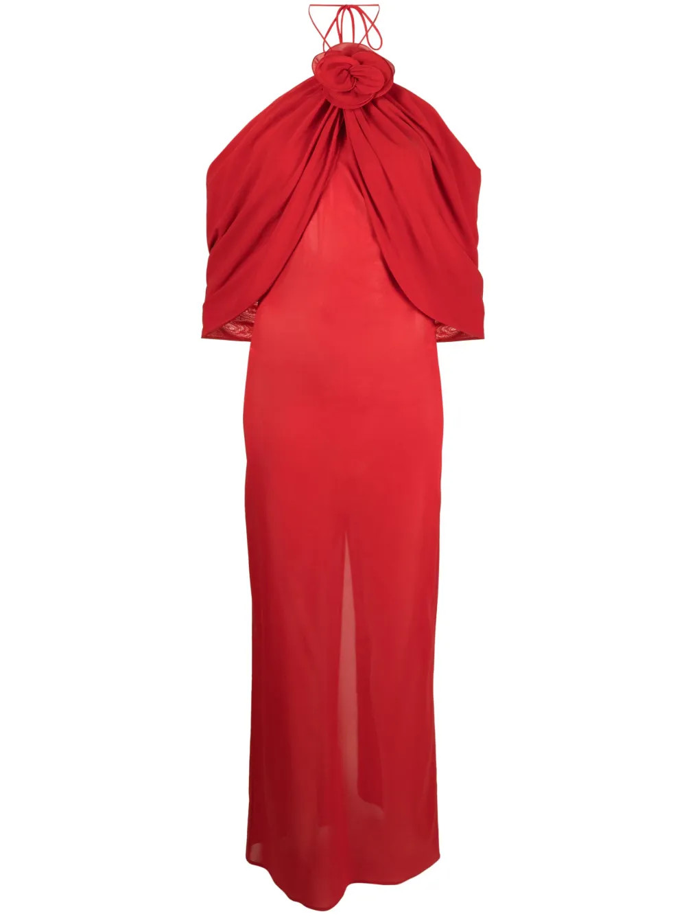 Magda Butrym flower-appliqué silk-blend Dress | Red | FARFETCH | Farfetch Global