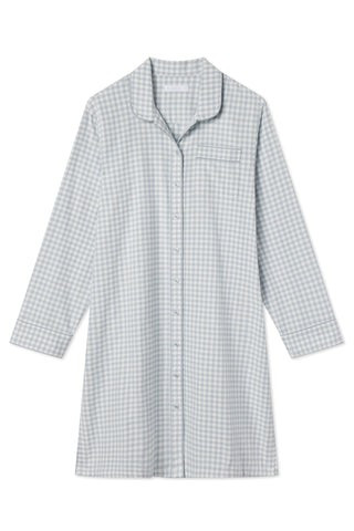 Flannel Nightshirt in Blue Gingham | LAKE Pajamas