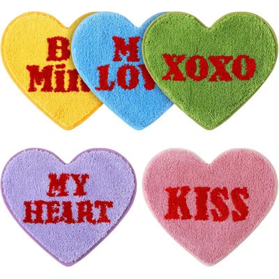 5 Pack Valentine's Day Bathroom Rugs 15.8'' Conversation Heart Rugs Heart Shaped Bathroom Mat Non Slip Water Absorbent Kitchen Mats For Shower Tub Are | Wayfair North America