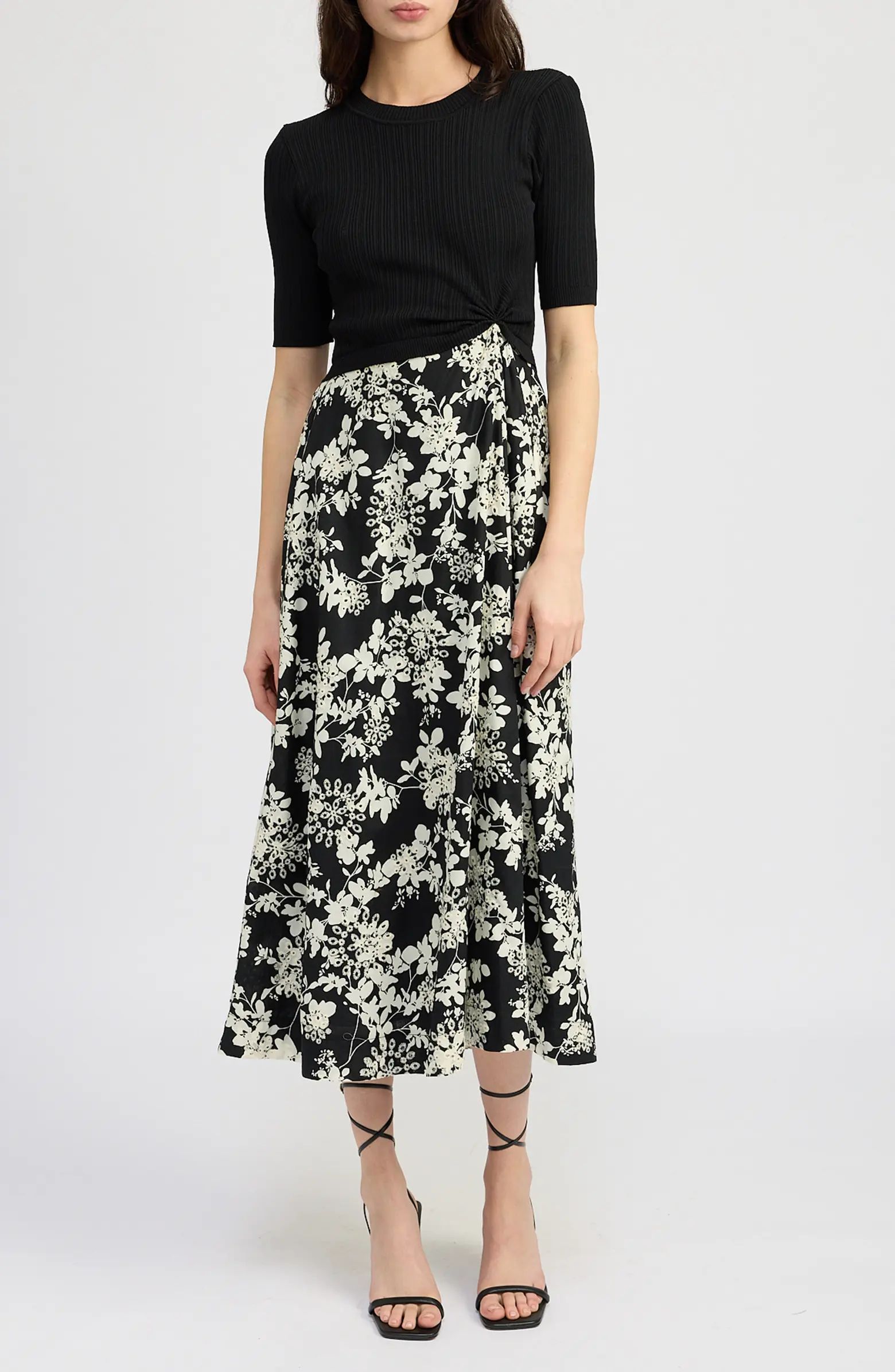 En Saison Josephine Mixed Media Midi Dress | Nordstrom | Nordstrom