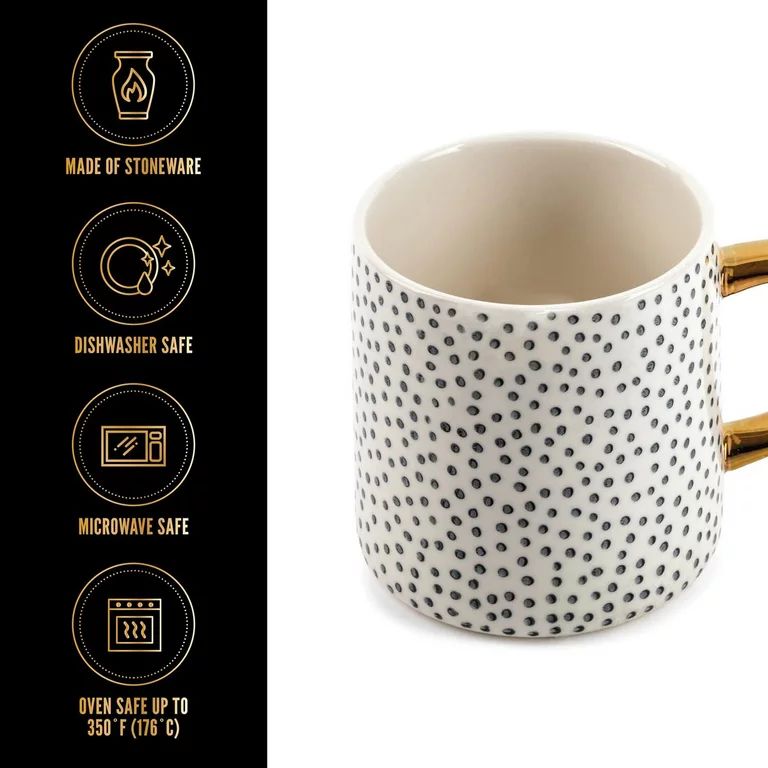 Thyme & Table Drinkware Dot & Stripe Black & White Assorted Stoneware Mugs, 4 Pack - Walmart.com | Walmart (US)