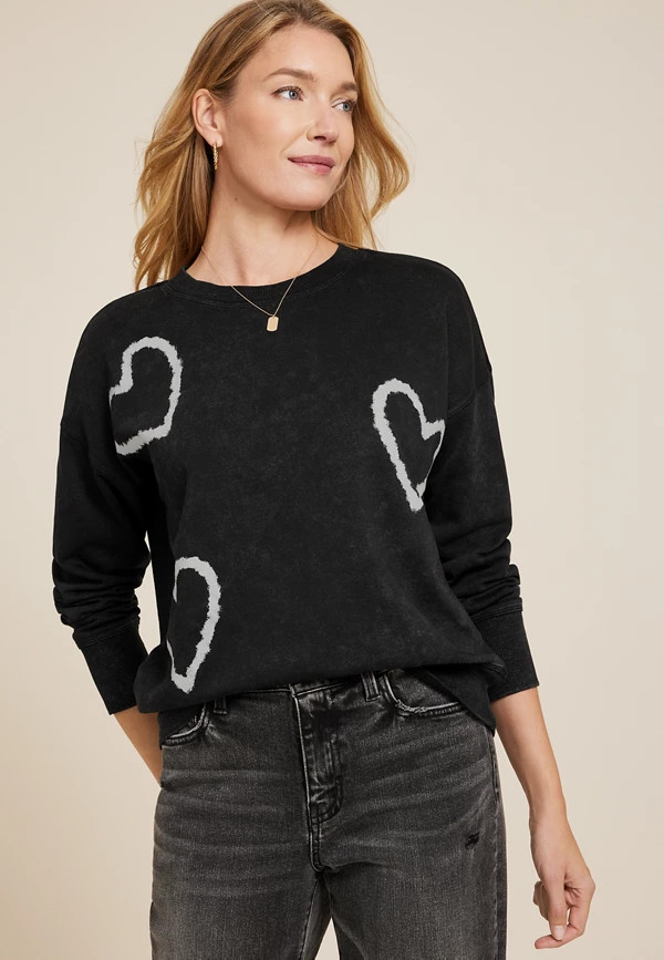 Scattered Hearts Relaxed Fit Sweatshirt | Maurices