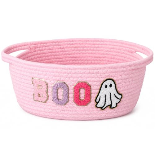 Fumete Halloween Boo Basket Pink Ghost Woven Gift Basket Decor | Amazon (US)