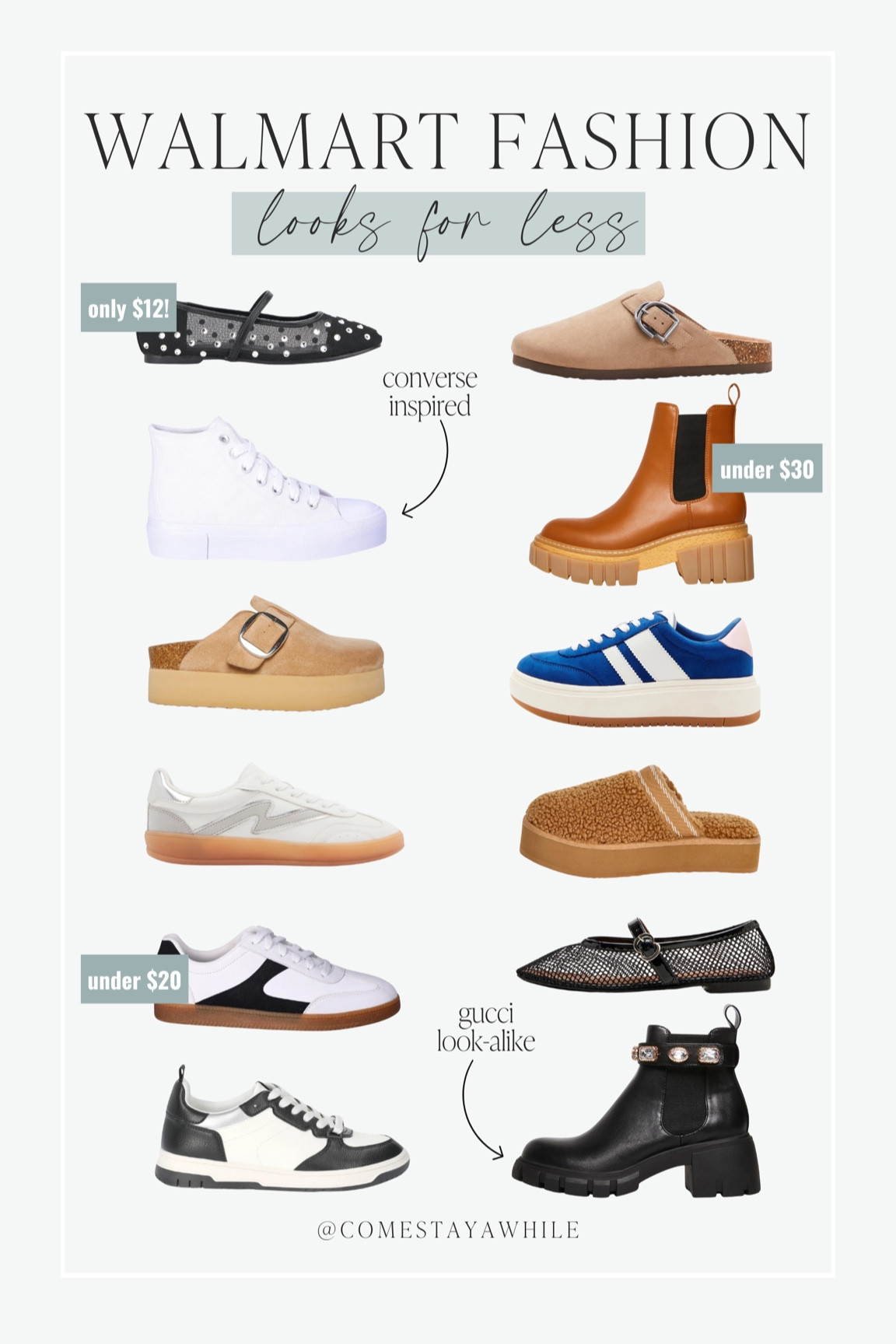 I found the cutest look for less shoes from @walmart! Ugg inspired shoes, Gucci looks for less, converse look-a-likes, and much more! All affordable and so cute! 

Come stay awhile, Amanda Vernaci, Walmart fashion finds, Walmart shoes, walmart looks for less. 

#LTKBacktoSchool #LTKFallSale #LTKShoeCrush