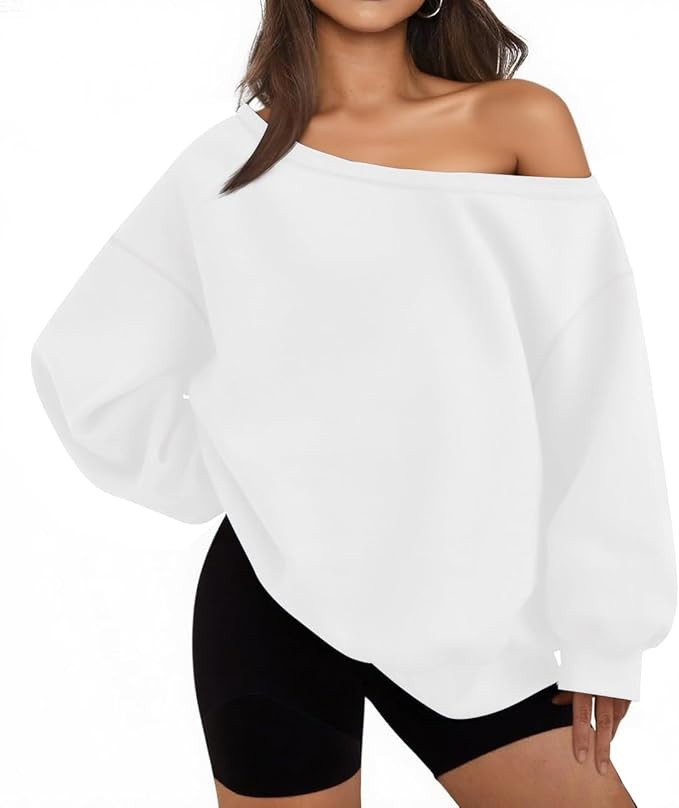 LACOZY Womens Off Shoulder Sweatshirt Oversized Fleece Lined Drop Shoulder Long Sleeve Pullover T... | Amazon (CA)