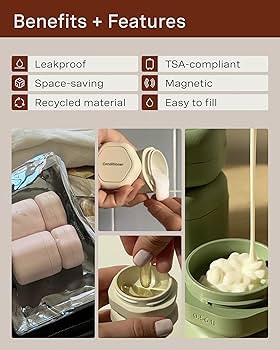 Cadence Travel Containers - Daily Routine Capsule Set - Magnetic Travel Capsules - For Shampoo, C... | Amazon (US)