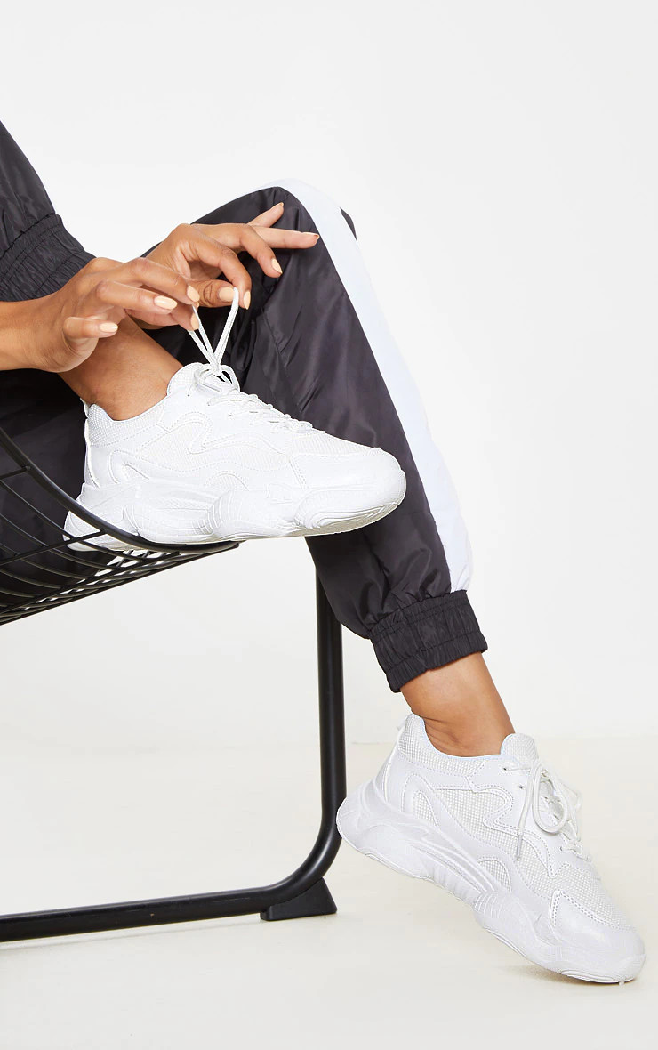 White Bubble Sole Lace Up Sneakers | Pretty Little Thing (Australia & New Zealand)