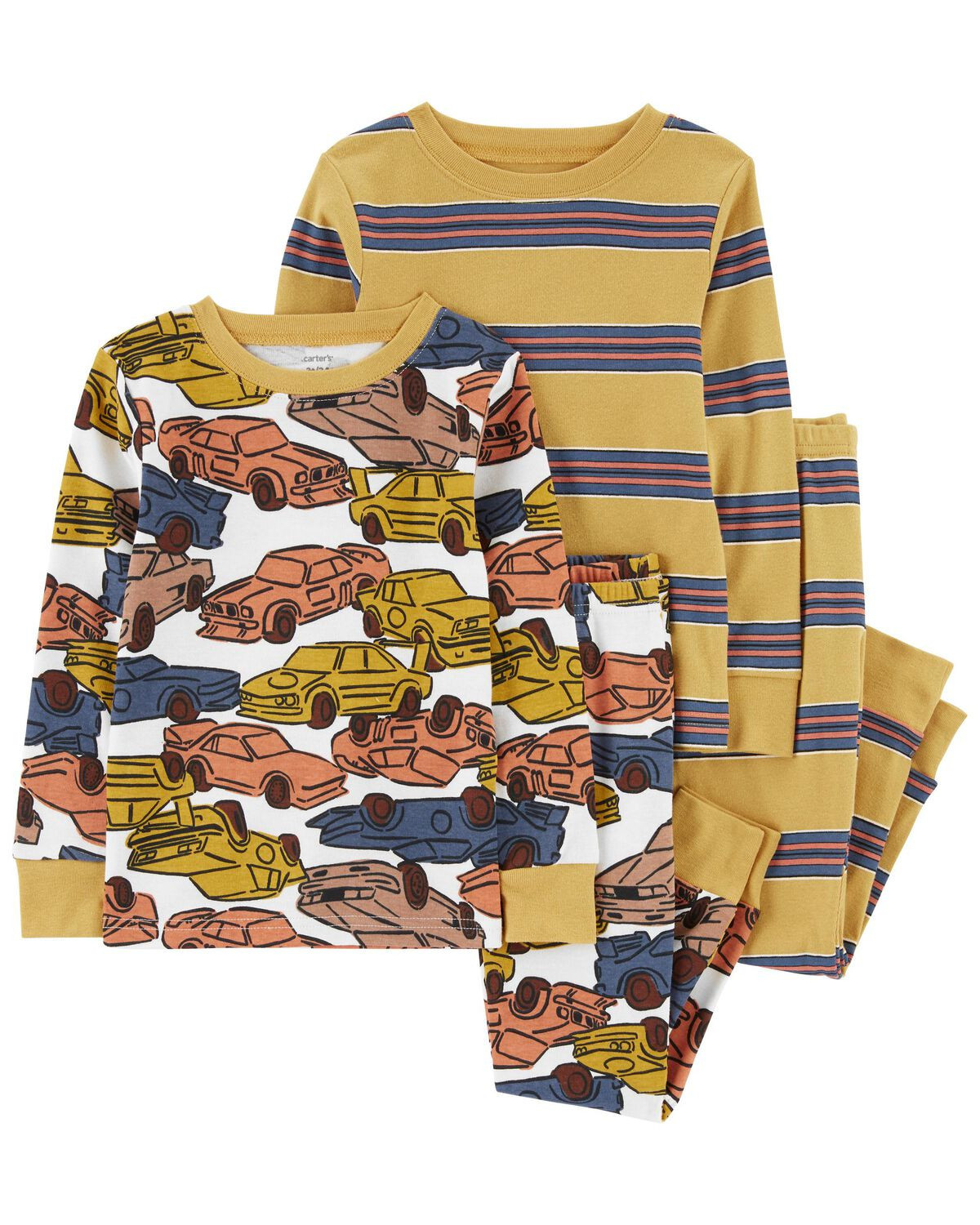 Multi Baby 4-Piece Stripes & Cars 100% Snug Fit Cotton Pajamas | carters.com | Carter's