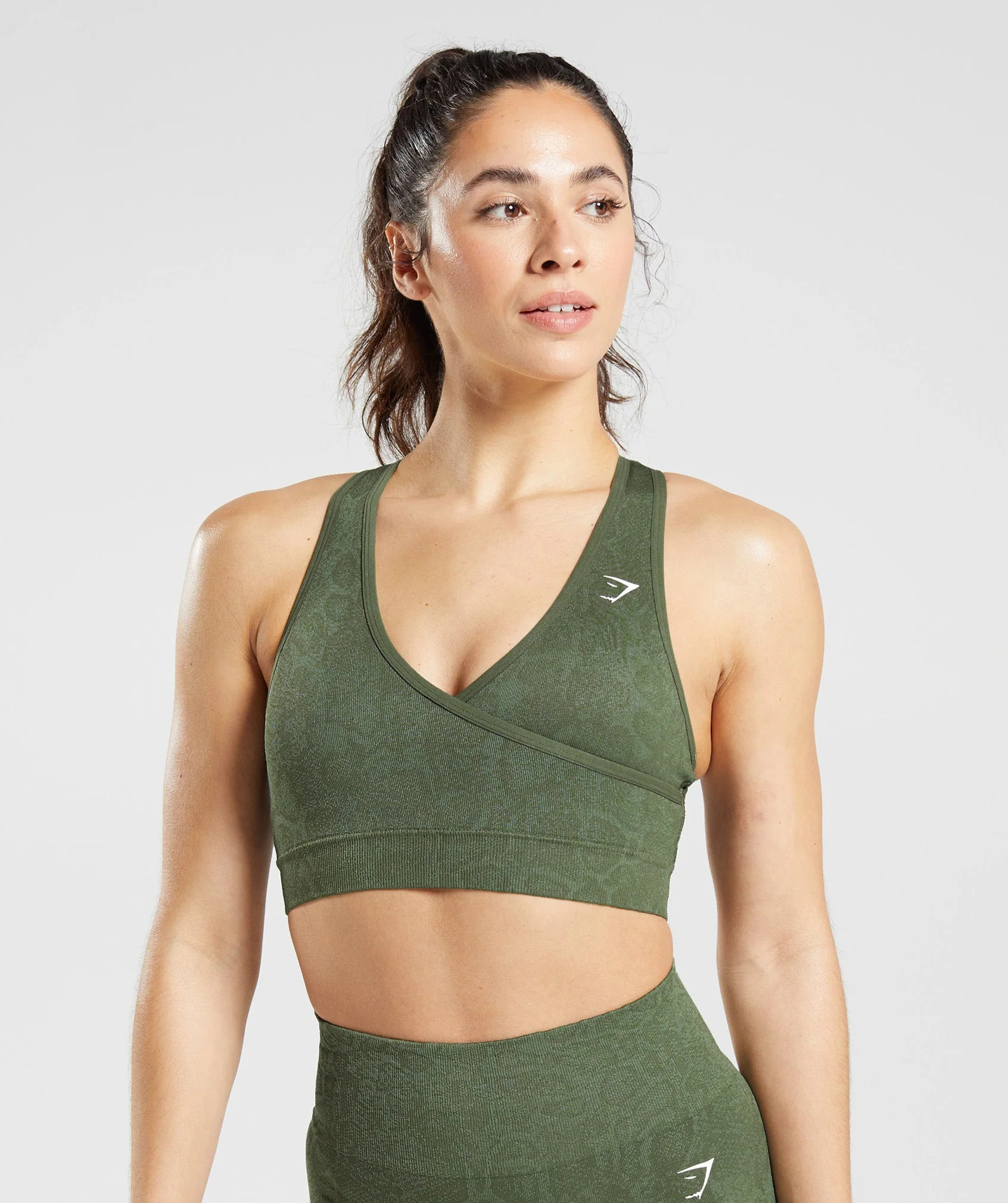 Gymshark Adapt Animal Seamless Sports Bra - Willow Green/Core Olive | Gymshark US