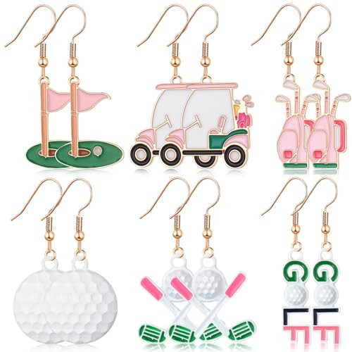 Nosiny 6 Pairs Earrings for Women Jewelry Baseball Softball Soccer Golf Tennis Sports Game Earrings Tooth Math Teacher Gifts(Golf Ball,Multicolor) | Amazon (US)