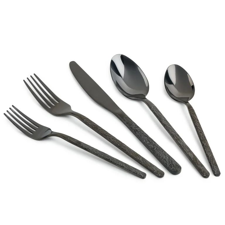 Thyme & Table 20-Piece Lumi Stainless Steel Flatware Set, Black | Walmart (US)