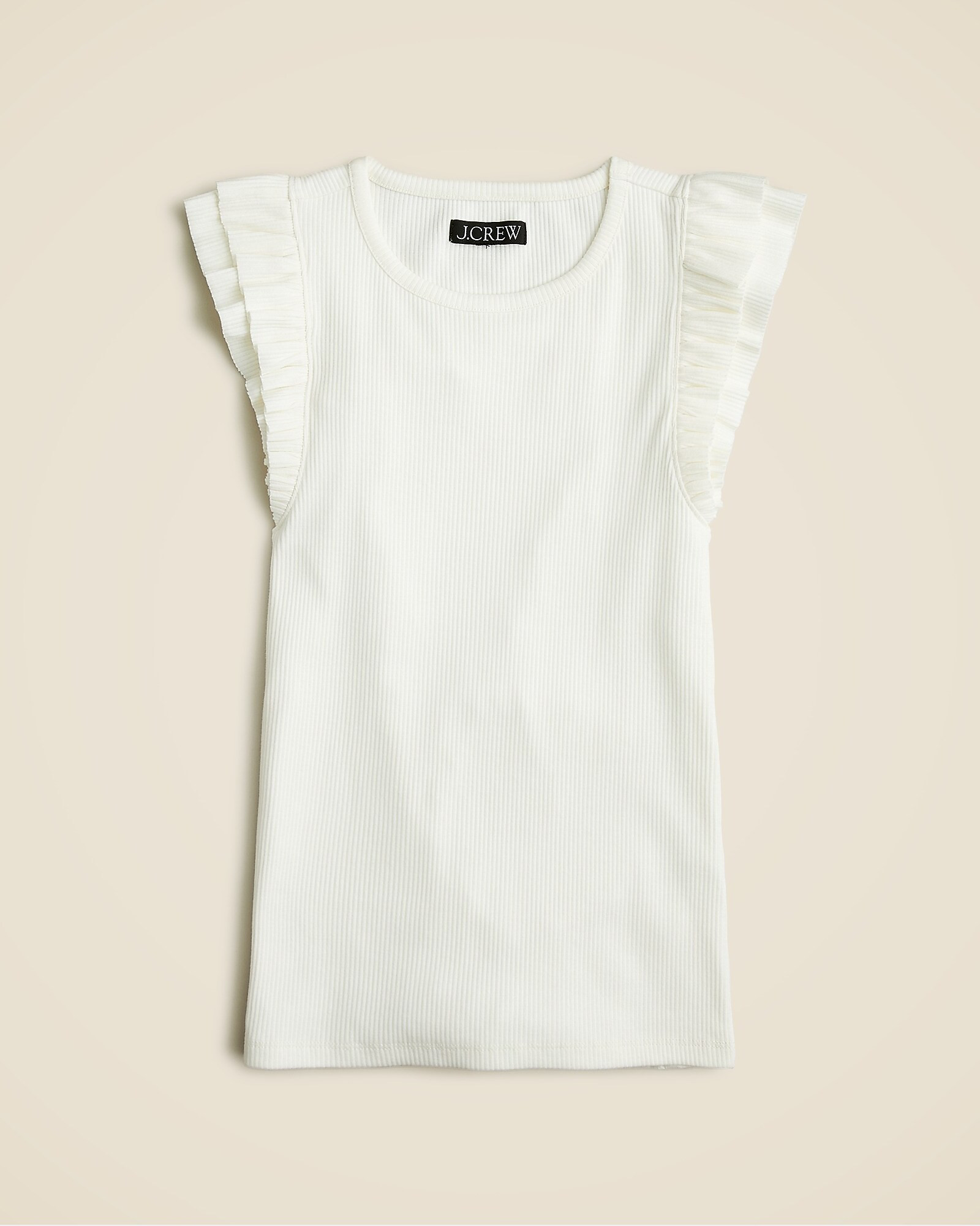 Vintage rib ruffle-sleeve shirt | J. Crew US