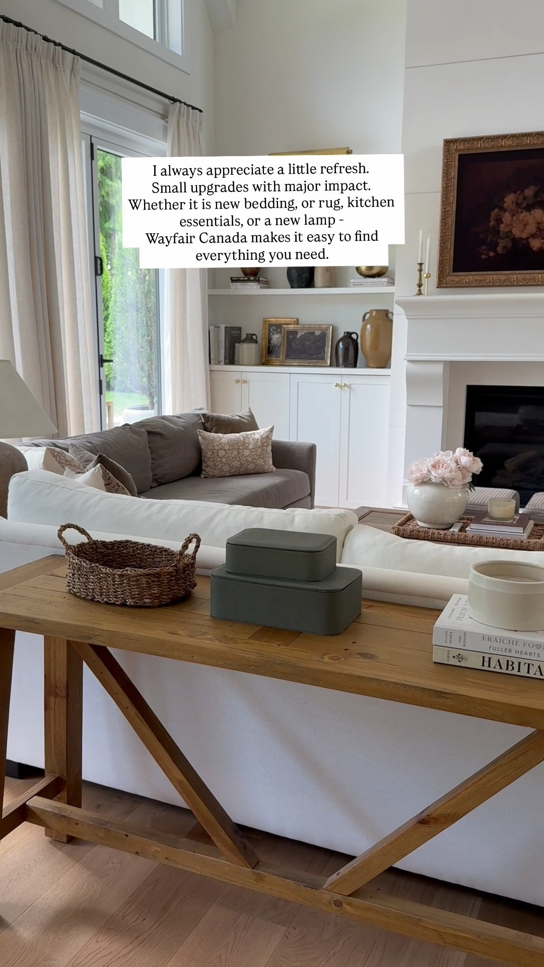 With Wayfair Canada, it’s easy to find the perfect pieces with thoughtful details to help elevate your home. I’ve gathered some of my favourite pieces in our home. Vintage inspired rugs,  reclaimed wood console table, brass picture light, patterned pillows, table lamps, ceramic tiles, faucets, arched vanity mirrors, curtain rods and more. I’ve also linked a similar antique inspired coffee table. All from @wayfaircanada! #WayfairCAPartner #WayfairCAHome 