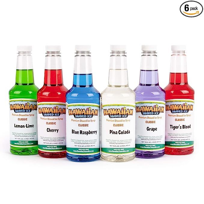 Hawaiian Shaved Ice, Syrup, 16 Fl Oz, 6 Pack | Amazon (US)