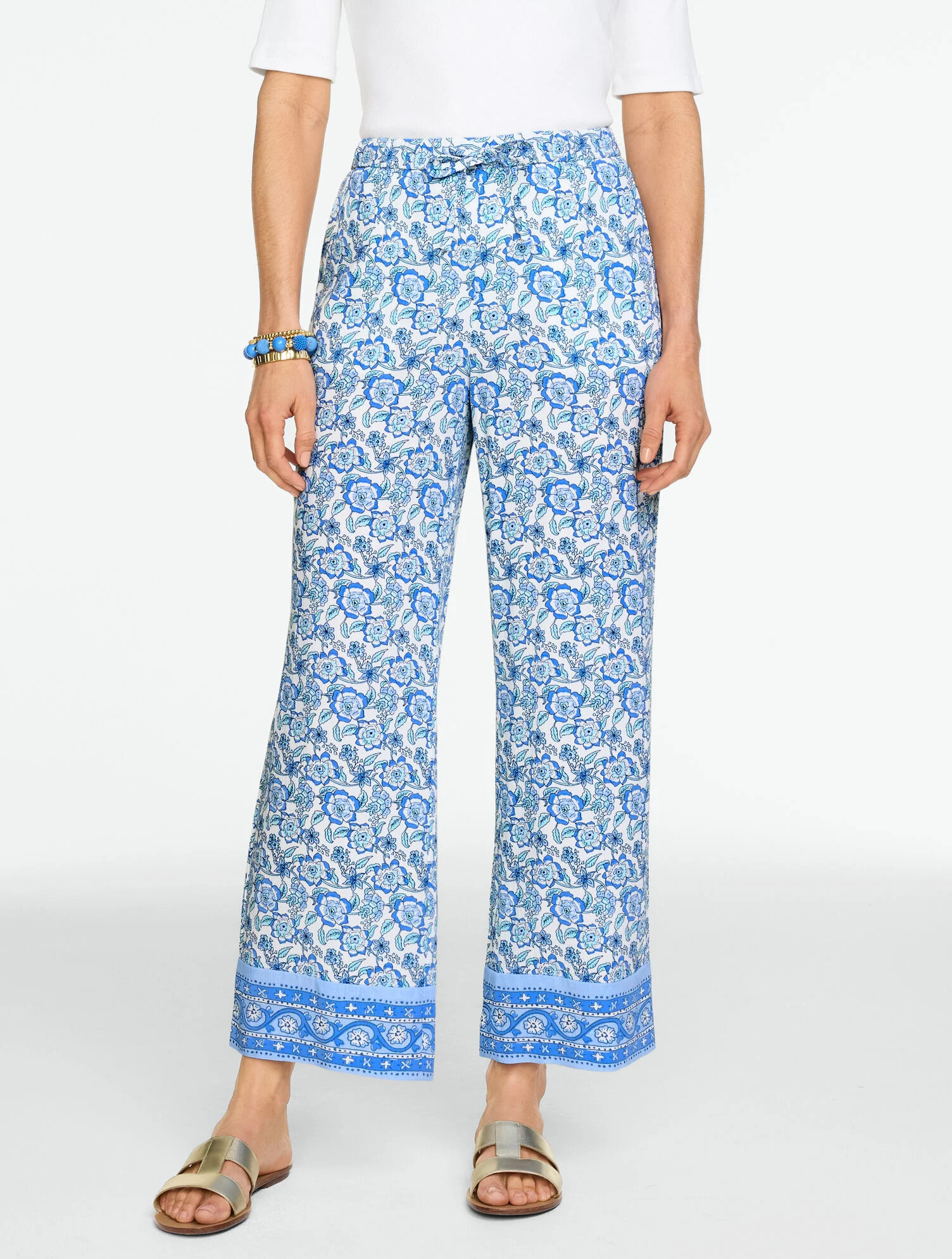 Straight Leg Pull-On Pants - Floral Vines | Talbots