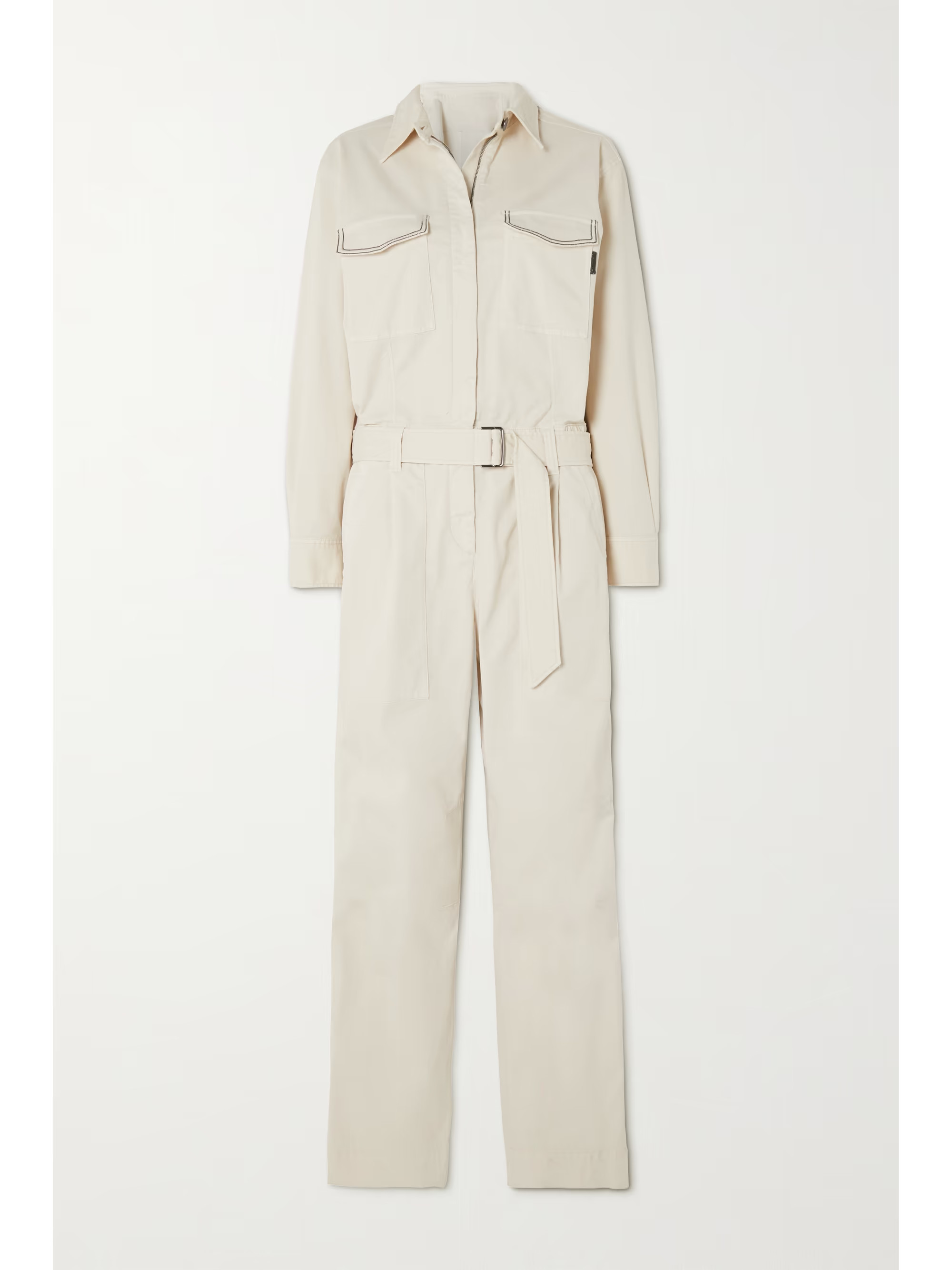 Belted bead-embellished cotton-blend drill jumpsuit | NET-A-PORTER (US)