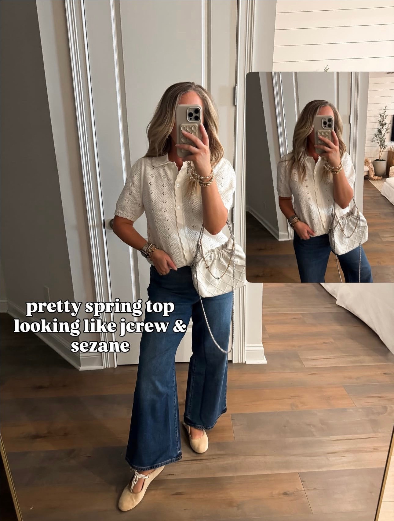 Walmart fashion Walmart finds spring top size small looks like jcrew and sezane. Wide leg jeans petite length 

#LTKPetite #LTKOver40