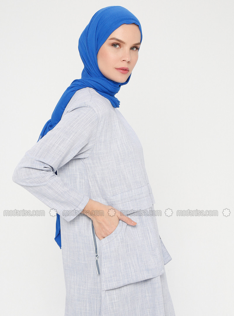 Blue - Crew neck - Unlined -  - Dress | Modanisa (US)