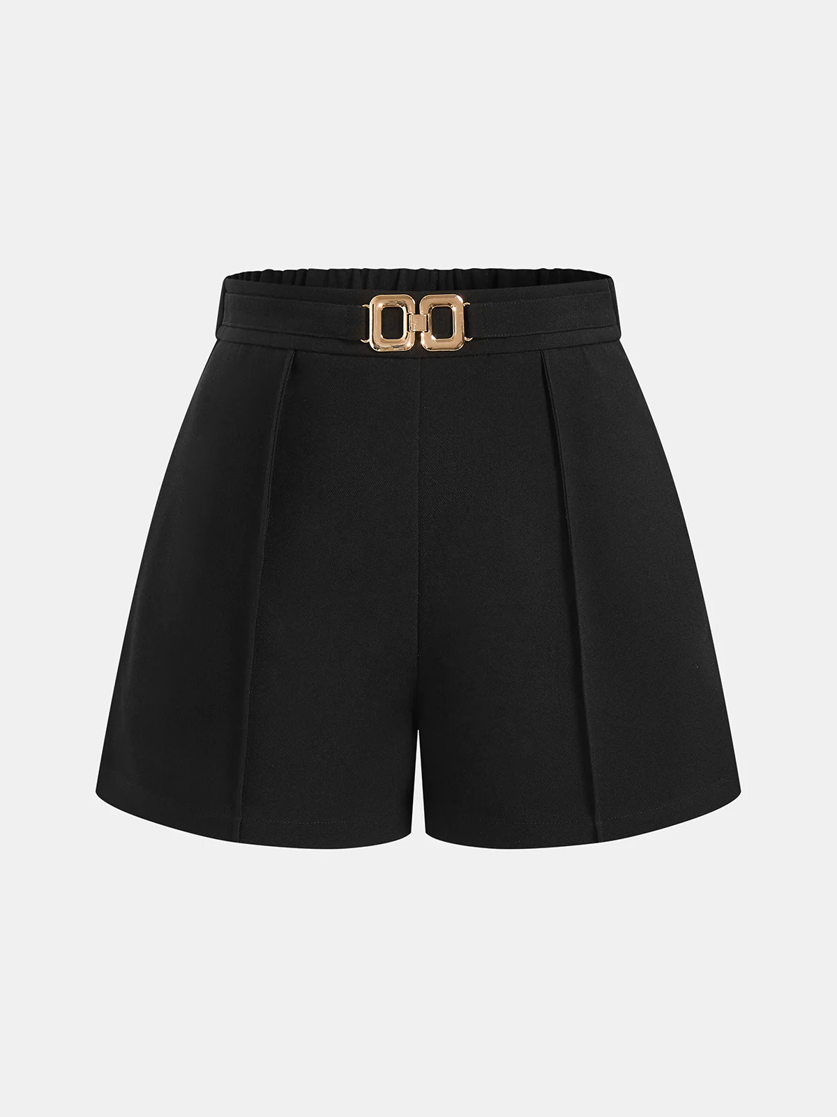 Mid Waist Metal Buckle A-Line Shorts | Commense