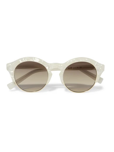 + Le Specs Luxe Sonnenbrille mit rundem Rahmen aus Azetat und goldfarbenem Metall | NET-A-PORTER (UK & EU)