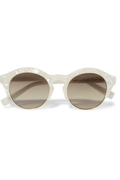 + Le Specs Luxe Sonnenbrille mit rundem Rahmen aus Azetat und goldfarbenem Metall | NET-A-PORTER (UK & EU)
