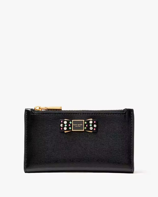 Morgan Bow Bedazzled Small Slim Bifold Wallet Boxed Set | Kate Spade (US)