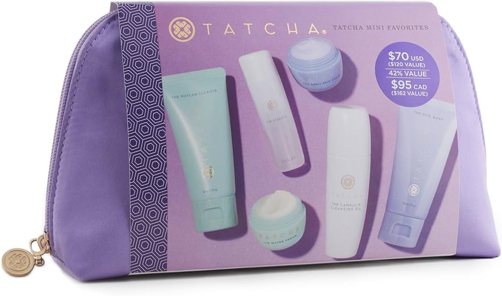 TATCHA Mini Favorites Set | Travel Sized Bestselling Cleansers, Essence, and Moisturizers | $120 ... | Amazon (US)