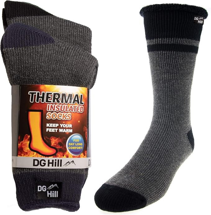 2 Pairs of Mens Thick Heat Trapping Insulated Boot Thermal Socks Pack Warm Winter Crew For Cold W... | Amazon (US)