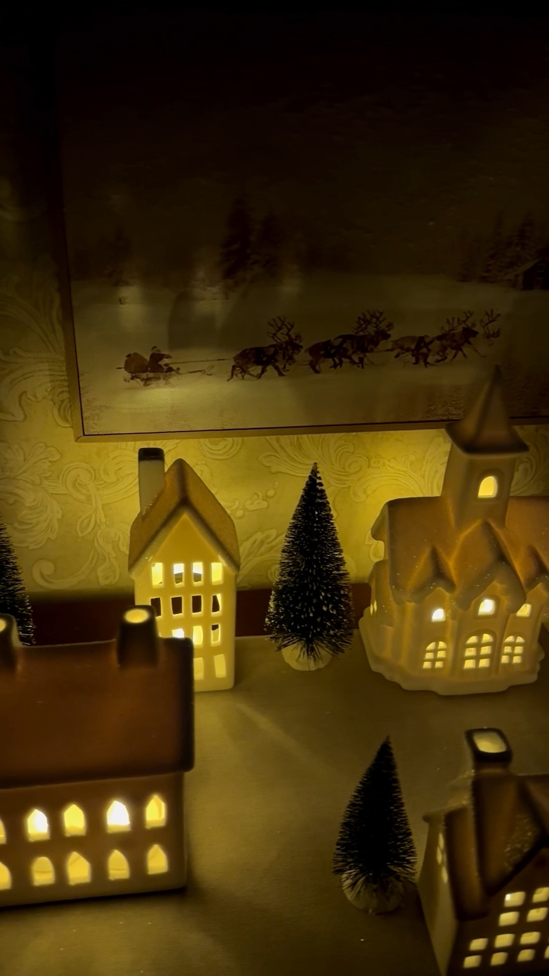 White ceramic Christmas village with battery tea lights, Christmas decorations 

#LTKHoliday #LTKHome #LTKFindsUnder100