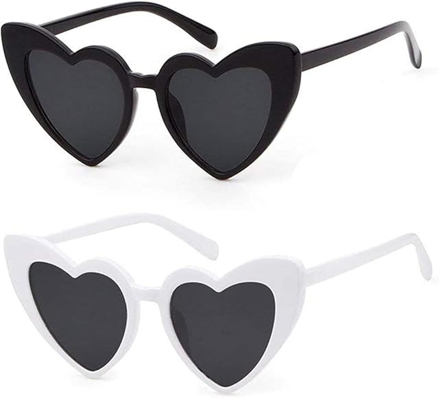 Love Heart Shaped Sunglasses for Women - Vintage Cat Eye Mod Style Retro Glasses | Amazon (US)