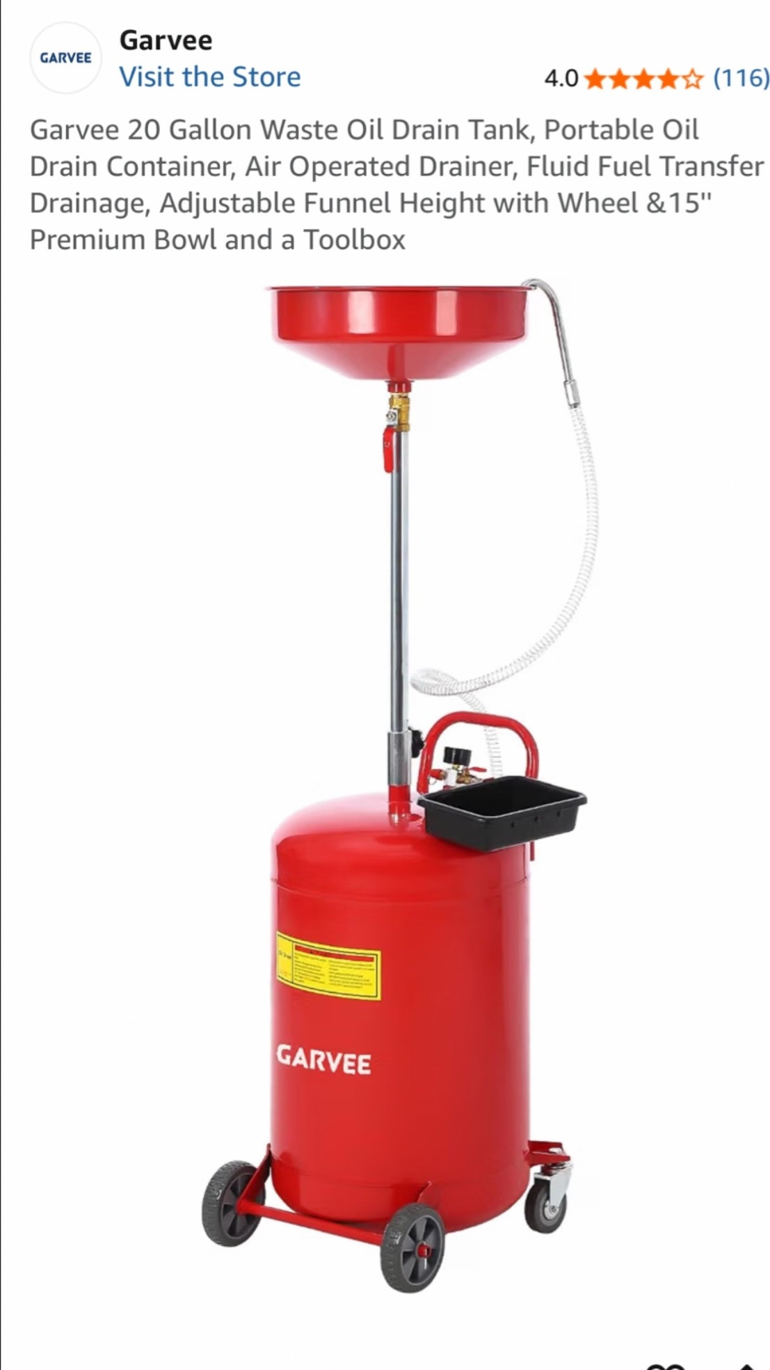 Garvee 20 Gallon Waste Oil Drain Tank, Portable Oil Drain Container, oil drain tank, oil change, for men, for woman, gift ideas for him, garage tools, car tools, at home, mechanic gifts,

#LTKHome #LTKMens #LTKdayinmylife